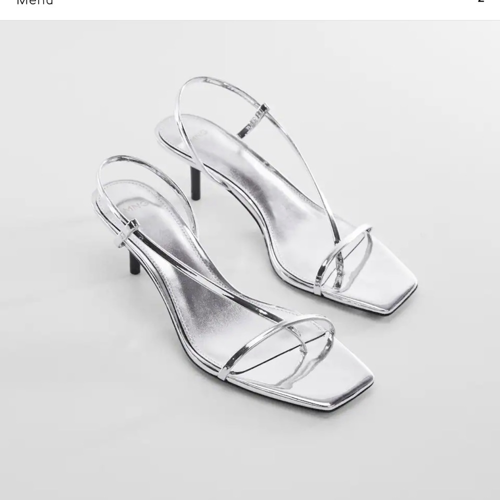 Mango Metallic Strap Sandals (silver) sz 39